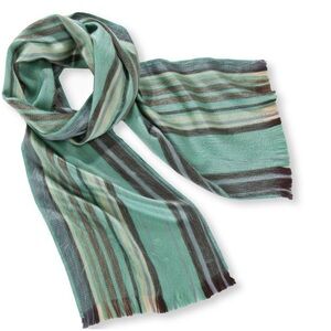 Shupaca Handmade Mint Striped Alpaca Scarf